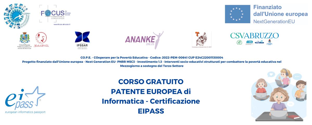 CORSO GRATUITO PATENTE EUROPEA DI INFORMATICA-CERTIFICAZIONE EIPASS