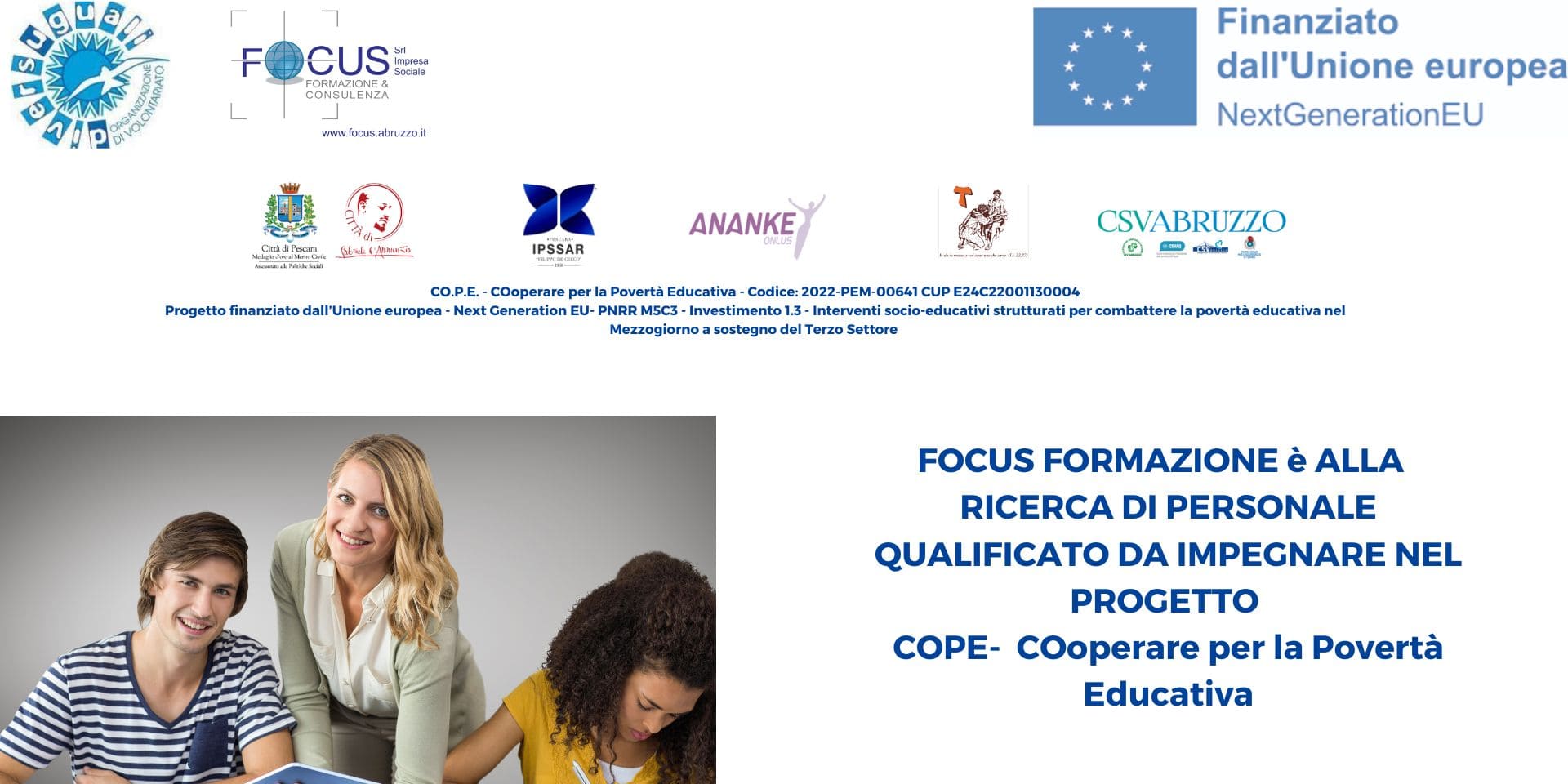 RICERCA PERSONALE QUALIFICATO - PROGETTO COPE